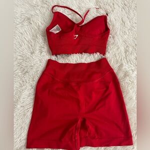 Gymshark red biker shorts set!